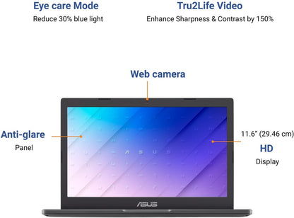 ASUS EeeBook 12 Celeron Dual Core 4th Gen - (4 GB/64 GB EMMC Storage/Windows 10 Home) E210MA-GJ012T Thin and Light Laptop - 11.6 inch, Peacock Blue, 1.05 Kg