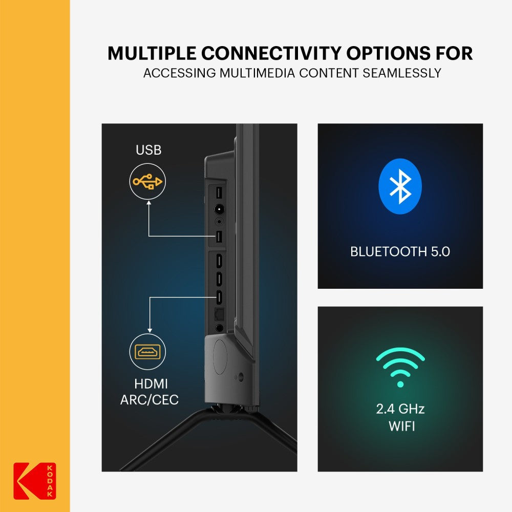 कोडक सीए प्रो 108 सेमी (43 इंच) अल्ट्रा एचडी (4K) एलईडी स्मार्ट एंड्रॉइड टीवी डॉल्बी MS12 और डॉल्बी डिजिटल प्लस के साथ - 43CAPRO5022