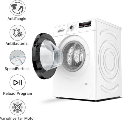 BOSCH 8 kg AntiTangle,AntiVibration,1200RPM Fully Automatic Front Load Washing Machine with In-built Heater White - WAJ2426MIN