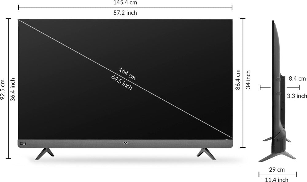 Vu Cinema TV Action Series 164 cm (65 inch) Ultra HD (4K) LED Smart Android TV with 100W built-in Soundbar - 65LX