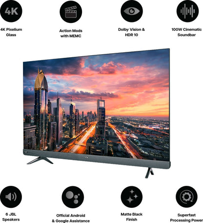 Vu Cinema TV Action Series 164 cm (65 inch) Ultra HD (4K) LED Smart Android TV with 100W built-in Soundbar - 65LX