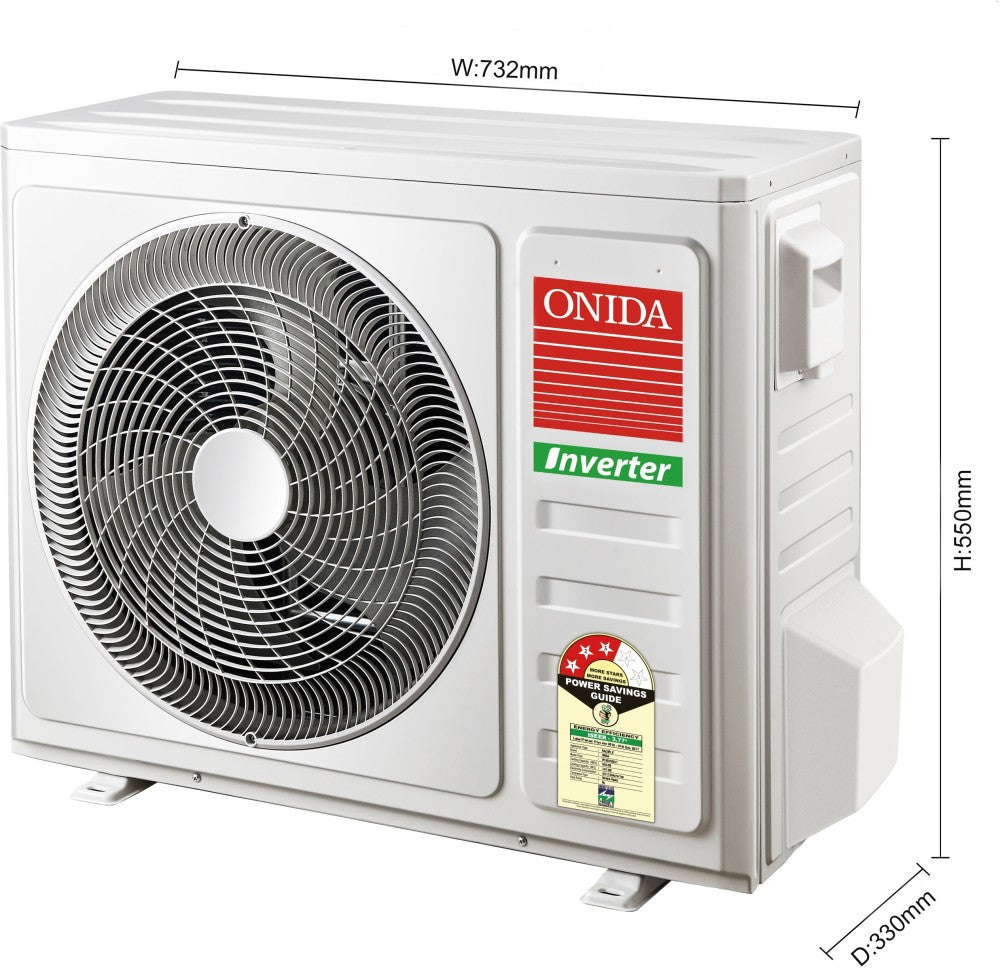 ONIDA 1.5 Ton 3 Star Split Inverter AC  - White - IR183IVR, Copper Condenser