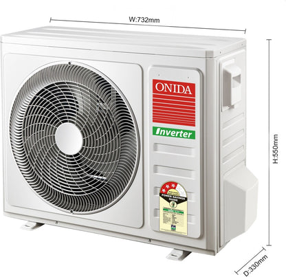 ONIDA 1.5 Ton 3 Star Split Inverter AC  - White - IR183IVR, Copper Condenser