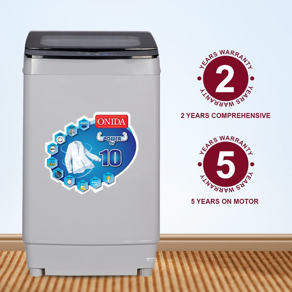 ONIDA 6.5 kg with Hydraulic Soft Close Glass Lid Fully Automatic Top Load Washing Machine Grey - T65CGN1