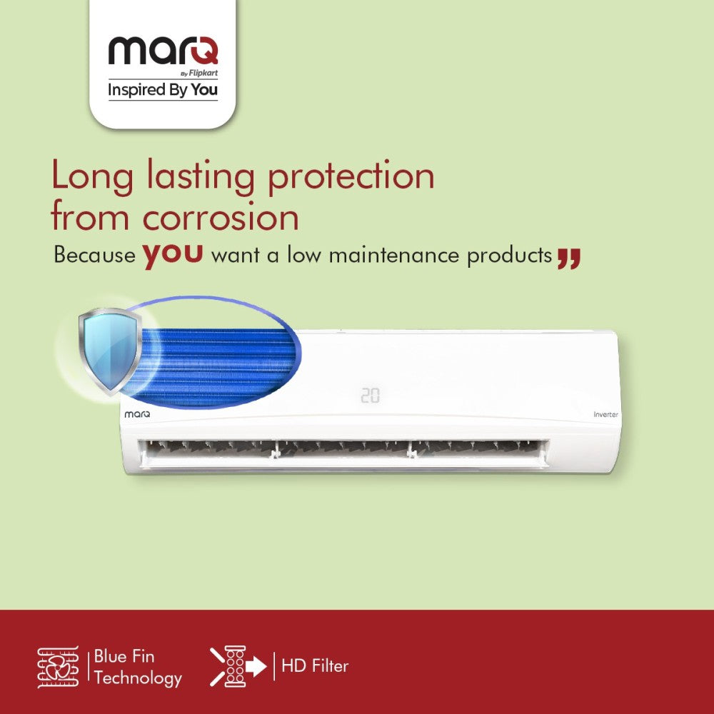 MarQ by Flipkart 1 Ton 3 Star Split AC  - White - FKAC103SFAA, Copper Condenser