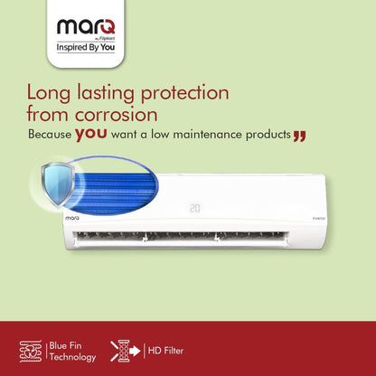 MarQ by Flipkart 1 Ton 3 Star Split AC  - White - FKAC103SFAA, Copper Condenser