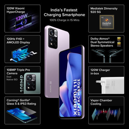 Xiaomi 11i Hypercharge 5G (Purple Mist, 128 GB) - 6 GB RAM