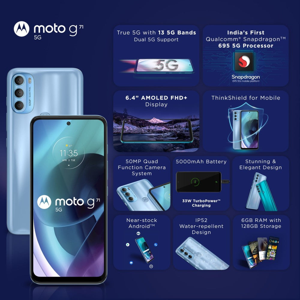 Moto G71 5G (Arctic Blue, 128 GB) - 6 GB RAM