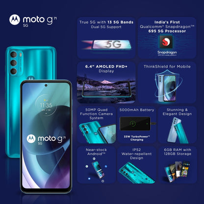 Moto G71 5G (Neptune Green, 128 GB) - 6 GB RAM