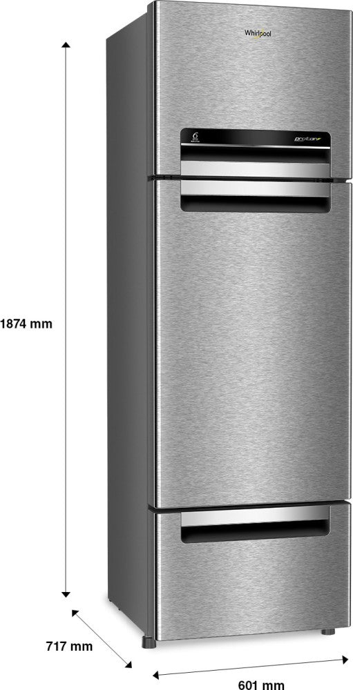 Whirlpool 300 L Frost Free Triple Door Refrigerator - Alpha Steel (N), FP 313D PROTTON ROY Alpha Steel (N)