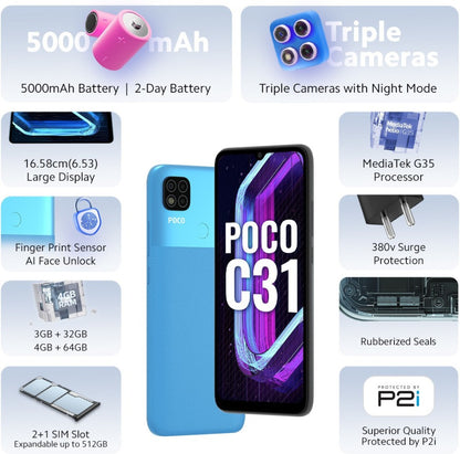 POCO C31 (Royal Blue, 64 GB) - 4 GB RAM