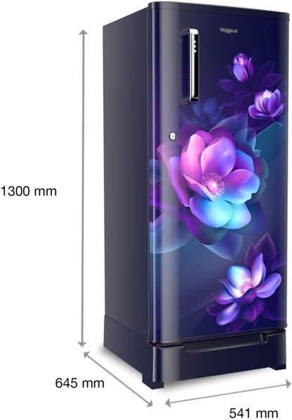 Whirlpool 184 L Direct Cool Single Door 2 Star Refrigerator with Base Drawer - Sapphire, 205 WDE ROY 2S SAPPHIRE BLOOM-Z