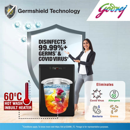 Godrej 7 kg Fully Automatic Top Load Washing Machine with In-built Heater Grey - WTEON ADR 70 5.0 FDTH GPGR