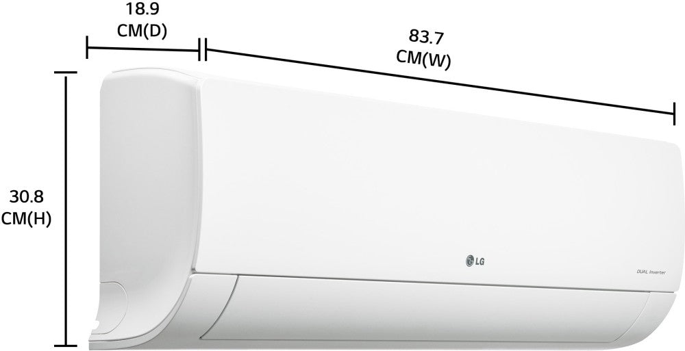 LG Super Convertible 5-in-1 Cooling 1 Ton 3 Star Split Dual Inverter HD Filter with Anti-Virus Protection AC  - White - PS-Q12BNXE1, Copper Condenser