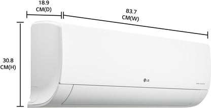 LG Super Convertible 5-in-1 Cooling 1 Ton 3 Star Split Dual Inverter HD Filter with Anti-Virus Protection AC  - White - PS-Q12BNXE1, Copper Condenser