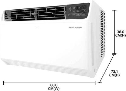 LG Convertible 4-in-1 Cooling 1.5 Ton 3 Star Window Dual Inverter HD Filter, Clean Filter Indicator AC  - White - PW-Q18WUXA, Copper Condenser