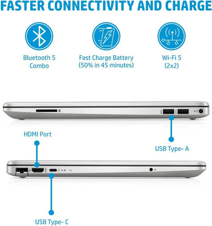 HP 15s Intel Core i5 11वीं जेनरेशन - (8GB/512GB SSD/Windows 11 Home) 15s-du3517TU पतला और हल्का लैपटॉप - 15.6 इंच, नेचुरल सिल्वर, 1.75 Kg, MS Office के साथ