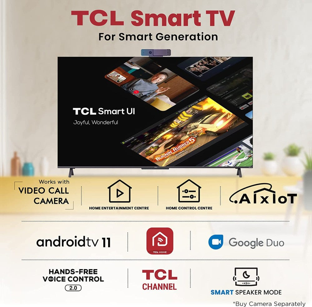 TCL C725 164 cm (65 inch) QLED Ultra HD (4K) Smart Android TV (Black) (2021 Model) |Works With Video Call Camera - 65C725