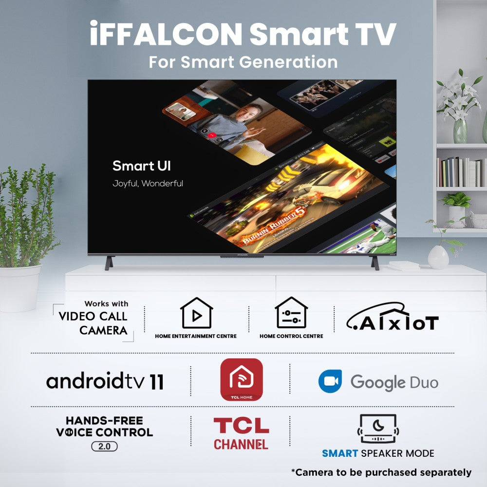 iFFALCON by TCL H72 164 cm (65 inch) QLED Ultra HD (4K) Smart Android TV Hands Free Voice Control & Works with Video Call Camera. - 65H72