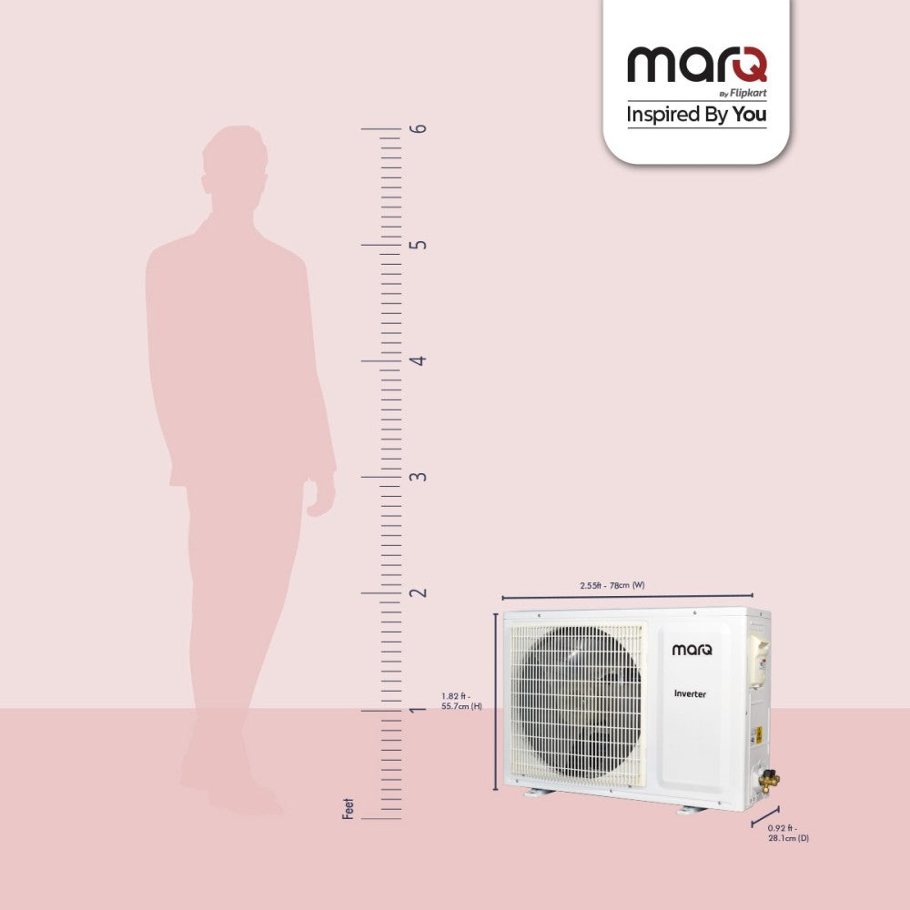 MarQ by Flipkart Convertible 4-in-1 Cooling 1.5 Ton 5 Star Split Inverter AC  - White - 155SIAA22W, Copper Condenser