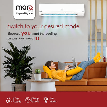 MarQ by Flipkart Convertible 4-in-1 Cooling 1 Ton 3 Star Split Inverter AC  - White - 103SIAA22W, Copper Condenser