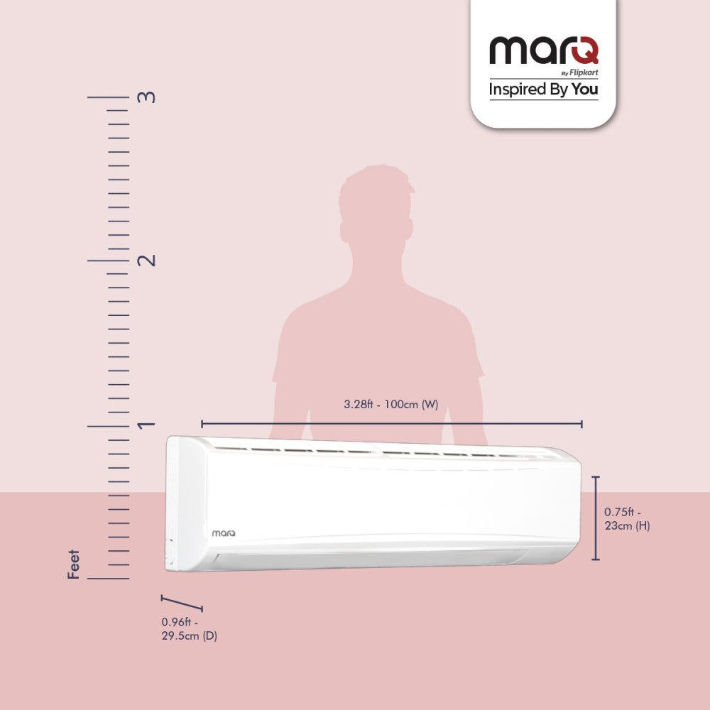 MarQ by Flipkart Convertible 4-in-1 Cooling 1.5 Ton 5 Star Split Inverter AC  - White - 155SIAA22W, Copper Condenser