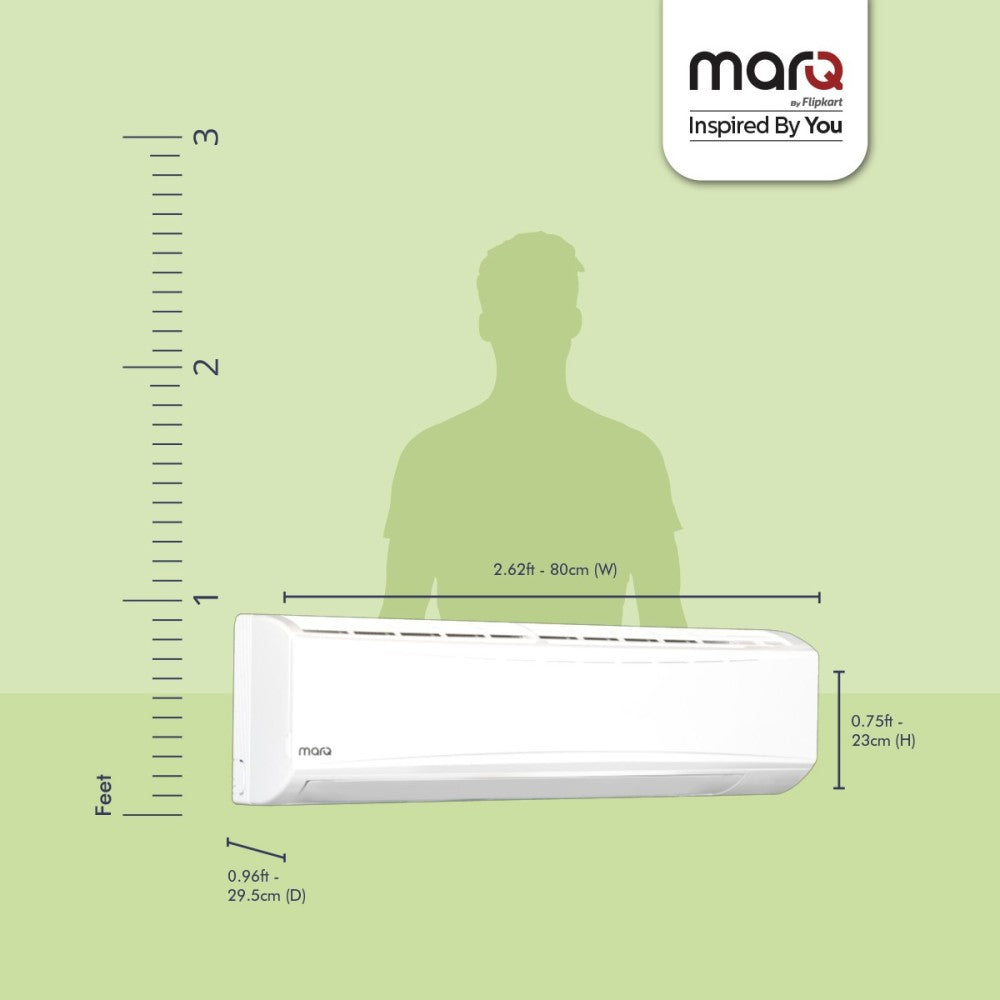 MarQ by Flipkart Convertible 4-in-1 Cooling 1 Ton 3 Star Split Inverter AC  - White - 103SIAA22W, Copper Condenser