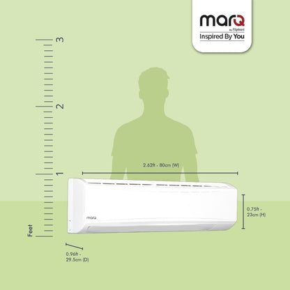 MarQ by Flipkart Convertible 4-in-1 Cooling 1 Ton 3 Star Split Inverter AC  - White - 103SIAA22W, Copper Condenser