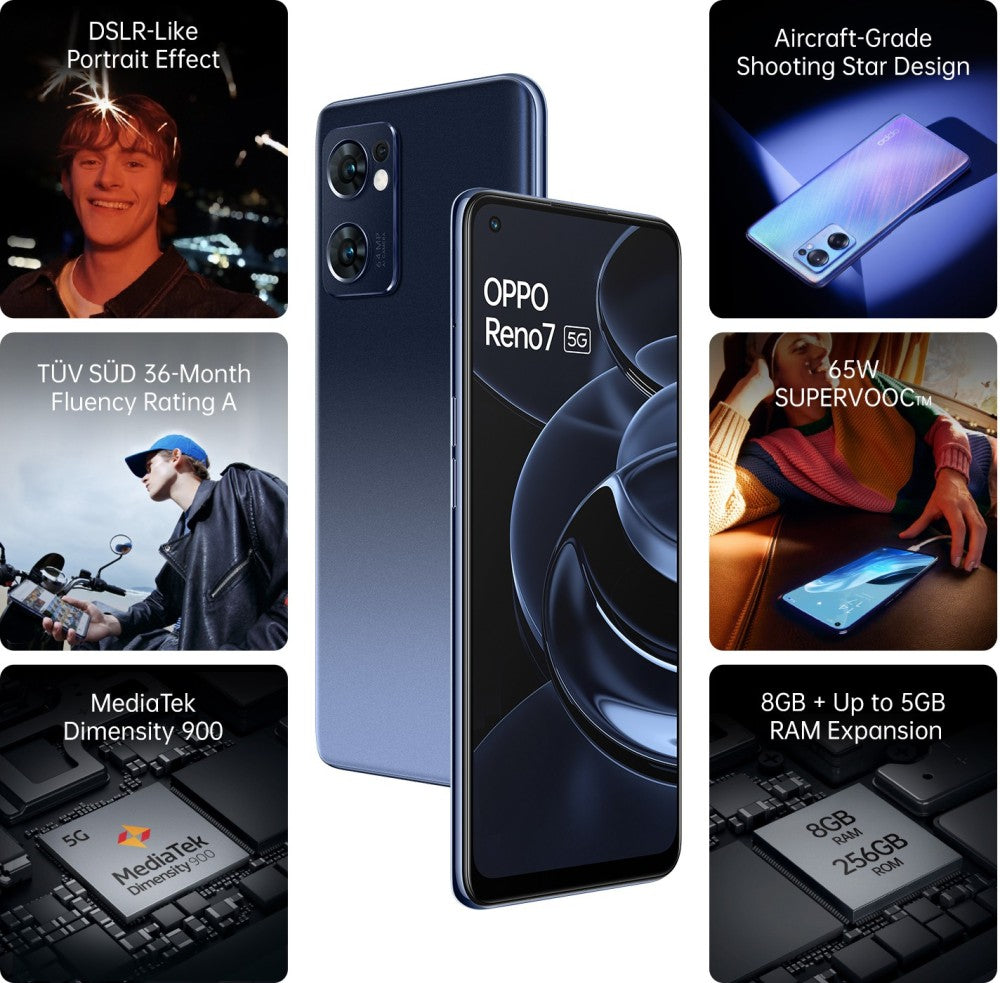 OPPO Reno7 5G (Starry Black, 256 GB) - 8 GB RAM