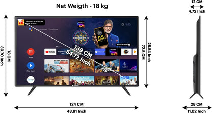 कोडक 7X प्रो 139 सेमी (55 इंच) अल्ट्रा एचडी (4K) एलईडी स्मार्ट एंड्रॉइड टीवी - 55UHDX7XPRO