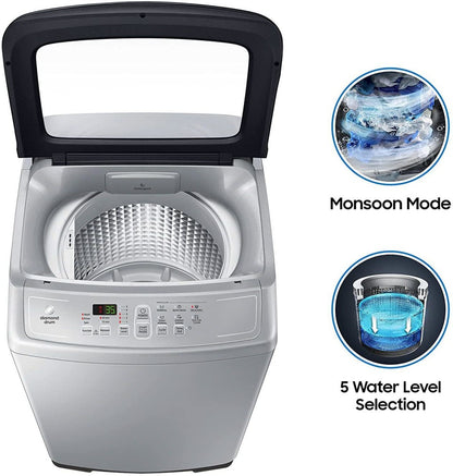 SAMSUNG 7 kg Diamond Drum feature Fully Automatic Top Load Washing Machine Silver - WA70A4002GS/TL