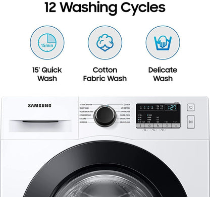 SAMSUNG 8 kg 5 Star With Hygiene Steam and Digital Inverter Fully Automatic Front Load Washing Machine with In-built Heater White - WW80T4040CE1TL