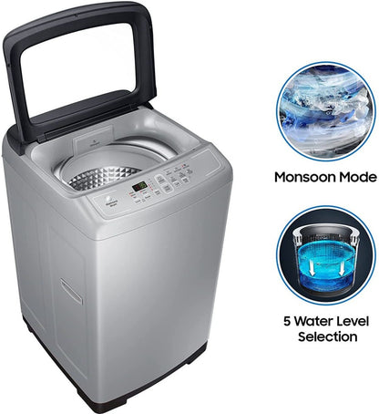 SAMSUNG 6.5 kg Diamond Drum feature Fully Automatic Top Load Washing Machine Silver - WA65A4002VS/TL