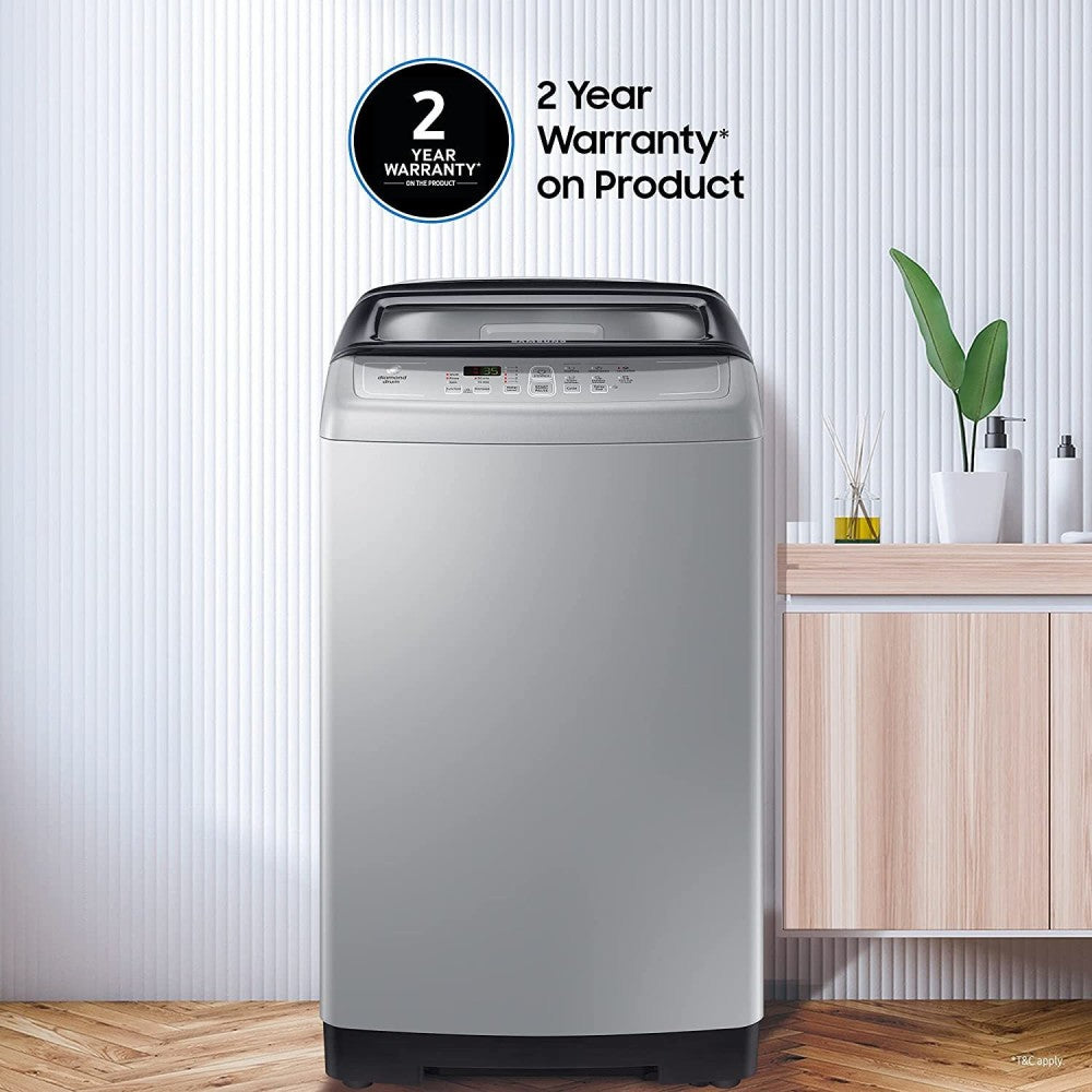 SAMSUNG 6.5 kg Diamond Drum feature Fully Automatic Top Load Washing Machine Silver - WA65A4002VS/TL