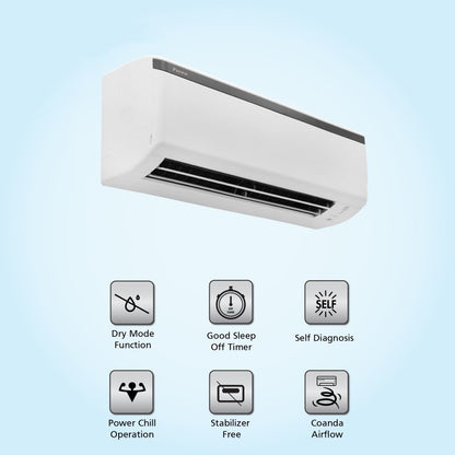 Daikin 1.8 Ton 1 Star Split AC with PM 2.5 Filter  - White - FTE60UV16U2/RE60UV16U2/FTE60UV16U2, Copper Condenser