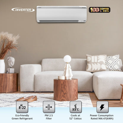 Daikin 1.5 Ton 4 Star Split Inverter AC with PM 2.5 Filter  - White - MTKL50UV16V/RKL50UV16V/MTKL50UV16V, Copper Condenser