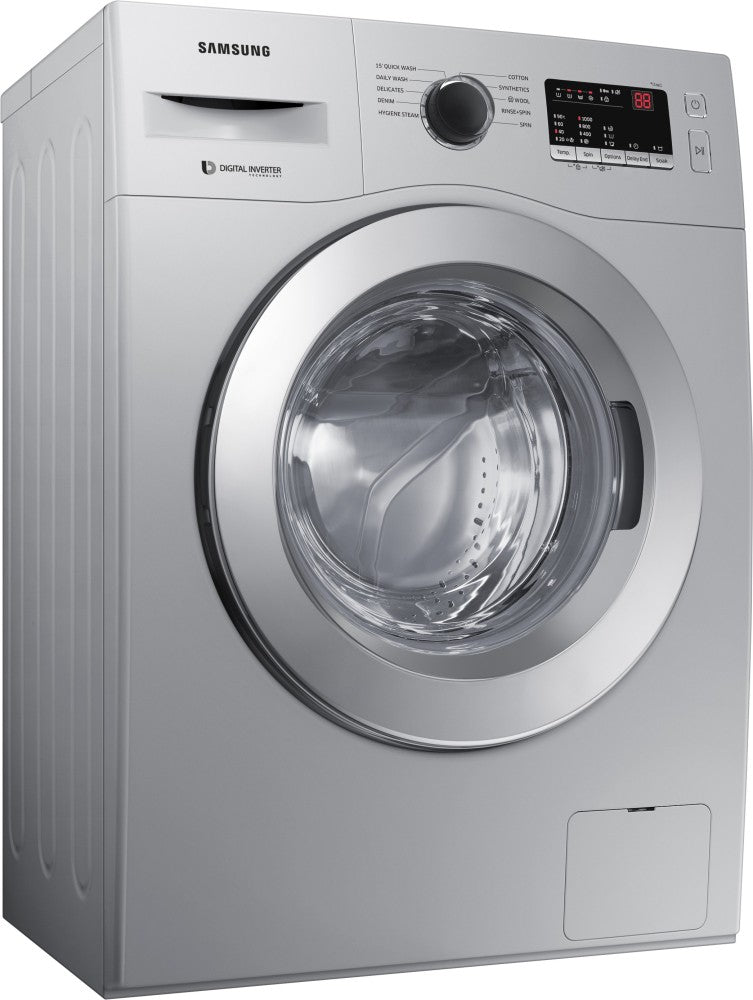 SAMSUNG 6 kg 5 Star With Hygiene Steam and Ceramic Heater Fully Automatic Front Load Washing Machine with In-built Heater Silver - WW60R20GLSS/TL