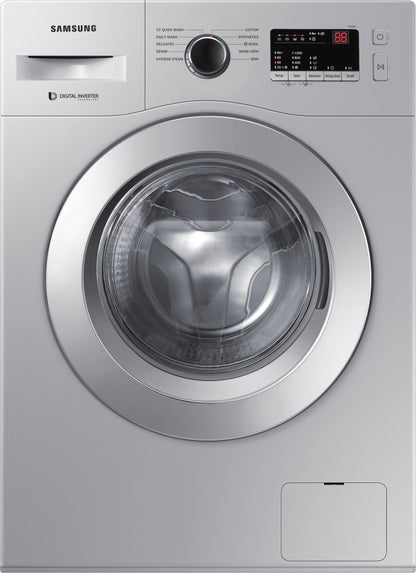 SAMSUNG 6 kg 5 Star With Hygiene Steam and Ceramic Heater Fully Automatic Front Load Washing Machine with In-built Heater Silver - WW60R20GLSS/TL