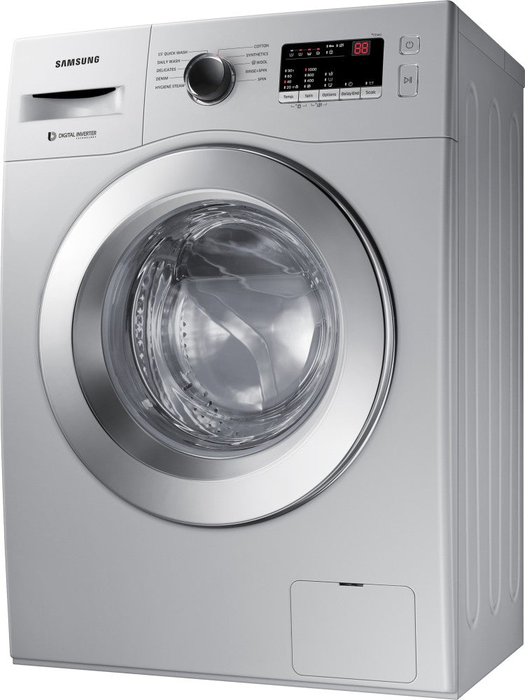 SAMSUNG 6 kg 5 Star With Hygiene Steam and Ceramic Heater Fully Automatic Front Load Washing Machine with In-built Heater Silver - WW60R20GLSS/TL