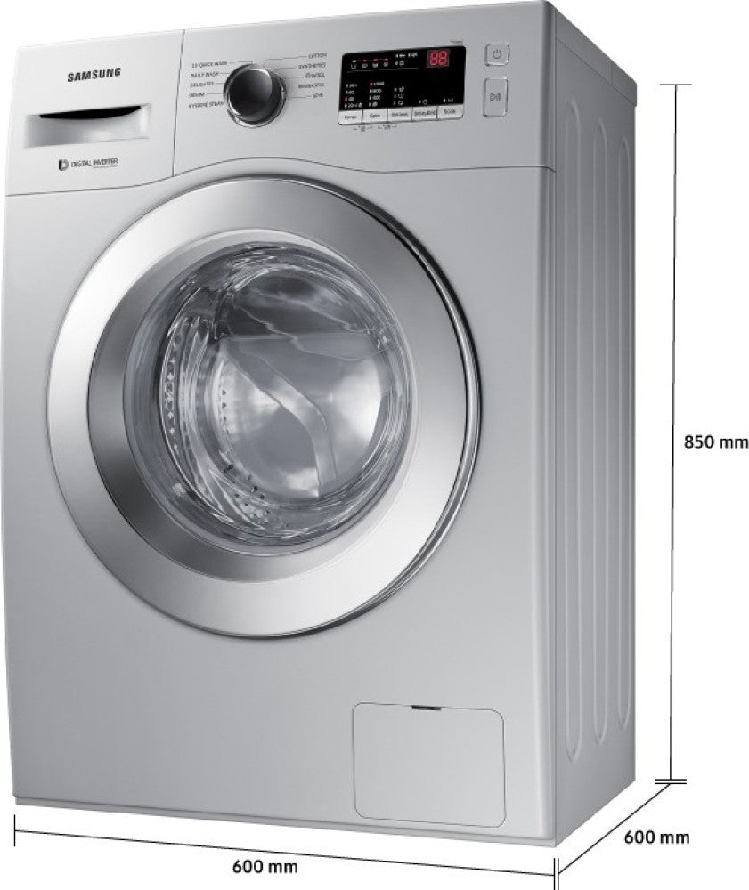 SAMSUNG 6 kg 5 Star With Hygiene Steam and Ceramic Heater Fully Automatic Front Load Washing Machine with In-built Heater Silver - WW60R20GLSS/TL