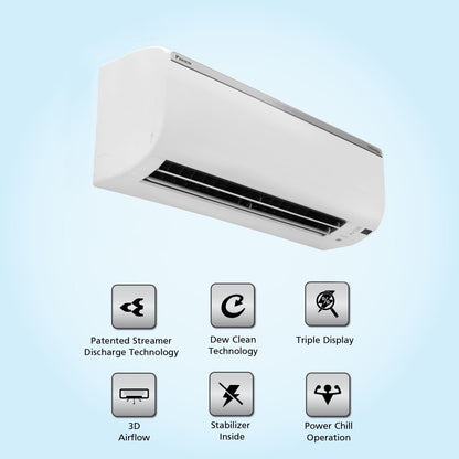 Daikin 1.5 Ton 3 Star Split Inverter AC with PM 2.5 Filter  - White - FTKN50UV16V/ 
RKL50UV16V/U, Copper Condenser