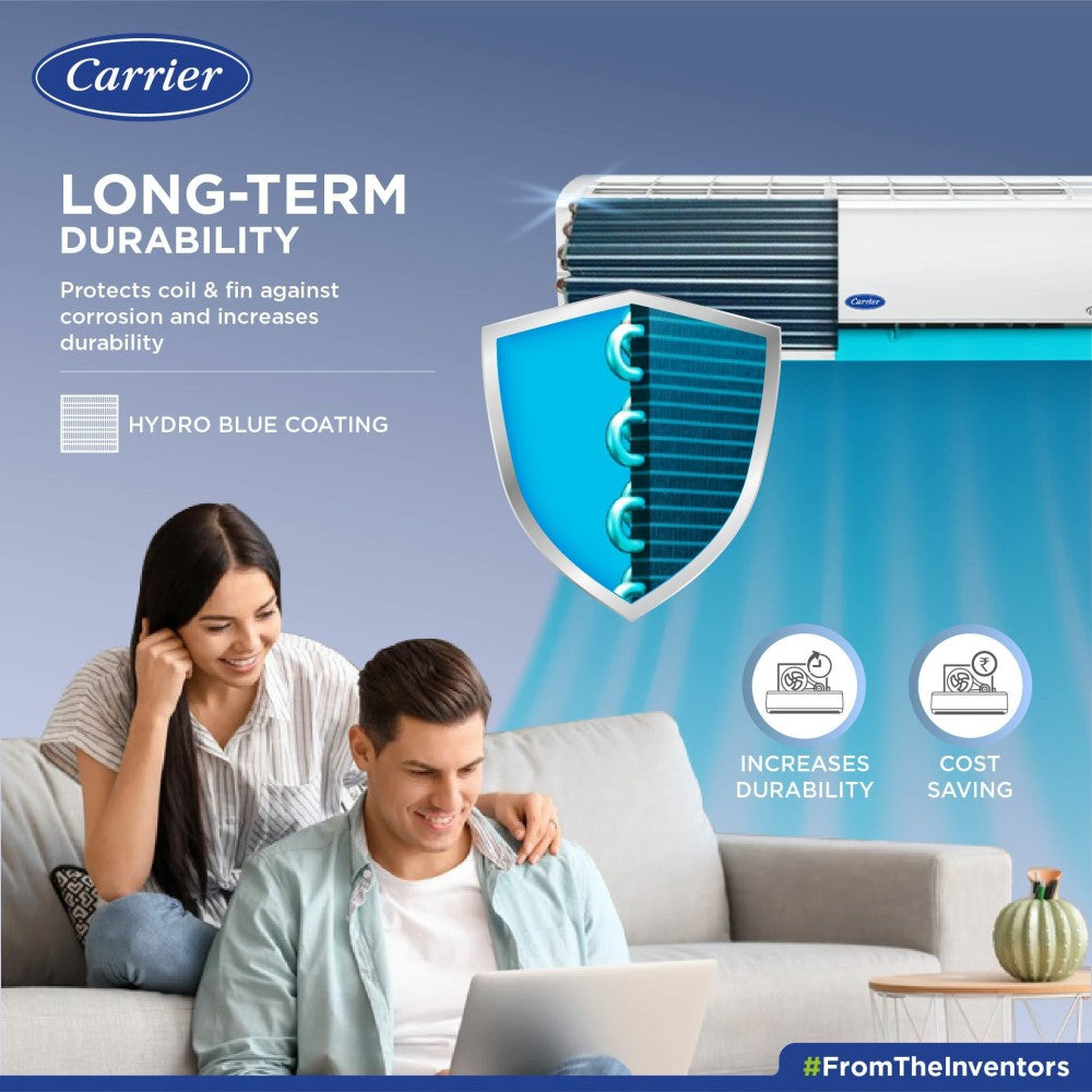 CARRIER 1.5 Ton 3 Star Split Inverter AC  - White - 18K ESTER DXi INVERTER R32 SPLIT AC_CAI18ES3R32F0, Copper Condenser