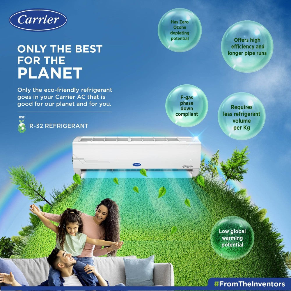 CARRIER 1.5 Ton 3 Star Split Inverter AC  - White - 18K ESTER DXi INVERTER R32 SPLIT AC_CAI18ES3R32F0, Copper Condenser