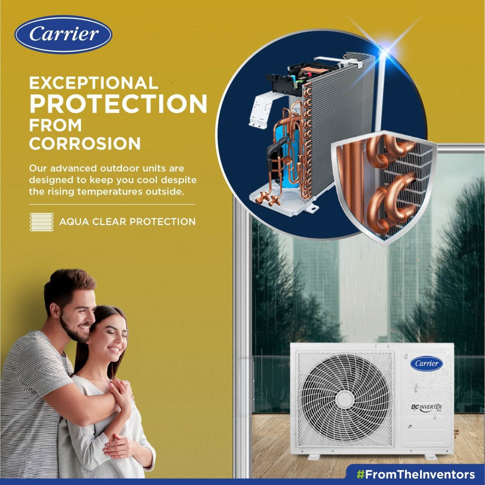 CARRIER 1.5 Ton 3 Star Split Inverter AC  - White - 18K ESTER DXi INVERTER R32 SPLIT AC_CAI18ES3R32F0, Copper Condenser