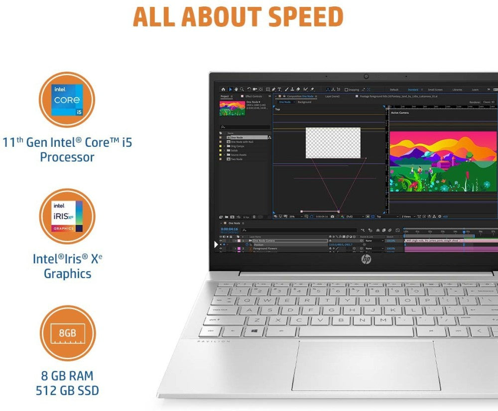 एचपी पवेलियन इंटेल कोर i5 11वीं पीढ़ी - (8 जीबी/512 जीबी एसएसडी/विंडोज 11 होम) 14-डीवी1000टीयू पतला और हल्का लैपटॉप - 14 इंच, नेचुरल सिल्वर, 1.41 किलोग्राम, एमएस ऑफिस के साथ