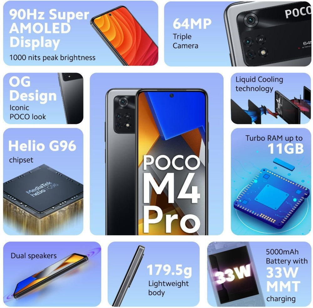 POCO M4 Pro (पावर ब्लैक, 128 जीबी) - 8 जीबी रैम