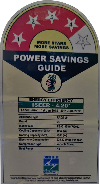 LG 1.5 टन 4 स्टार स्प्लिट इन्वर्टर एसी वाई-फाई कनेक्ट के साथ - सफेद - PS-Q19SWYF, कॉपर कंडेंसर