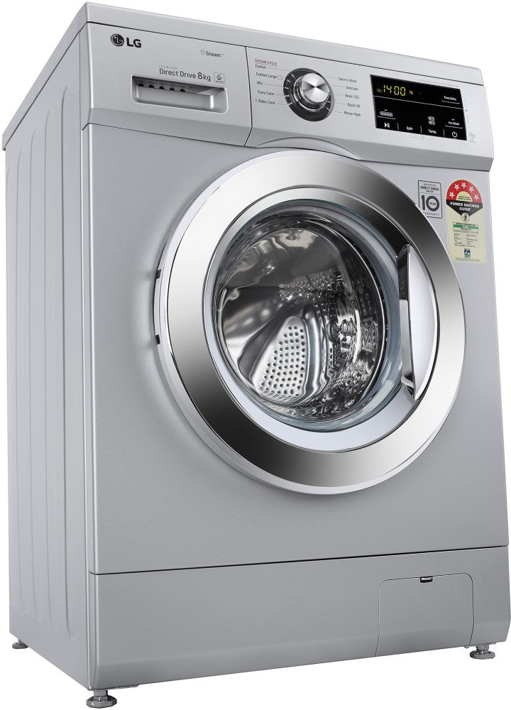 LG 8 kg With Steam Fully Automatic Front Load Washing Machine with In-built Heater Silver - FHM1408BDL