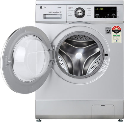 LG 8 kg With Steam Fully Automatic Front Load Washing Machine with In-built Heater Silver - FHM1408BDL