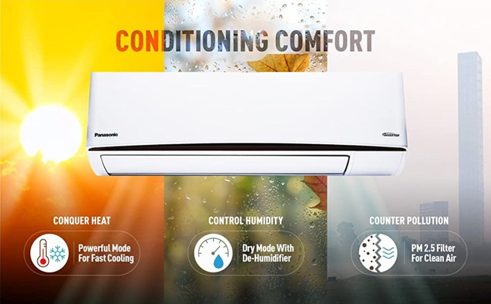 Panasonic 1.5 Ton 3 Star Split Inverter AC  - White - CS/CU-RU18XKYTA, Copper Condenser